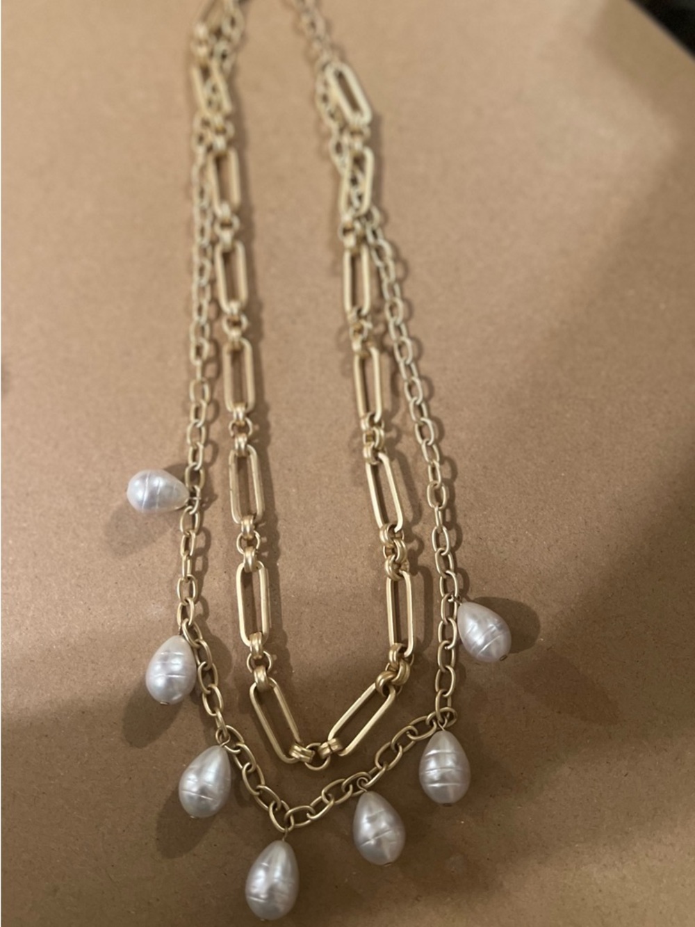 LOFT Gold-Tone Double Chain pearl